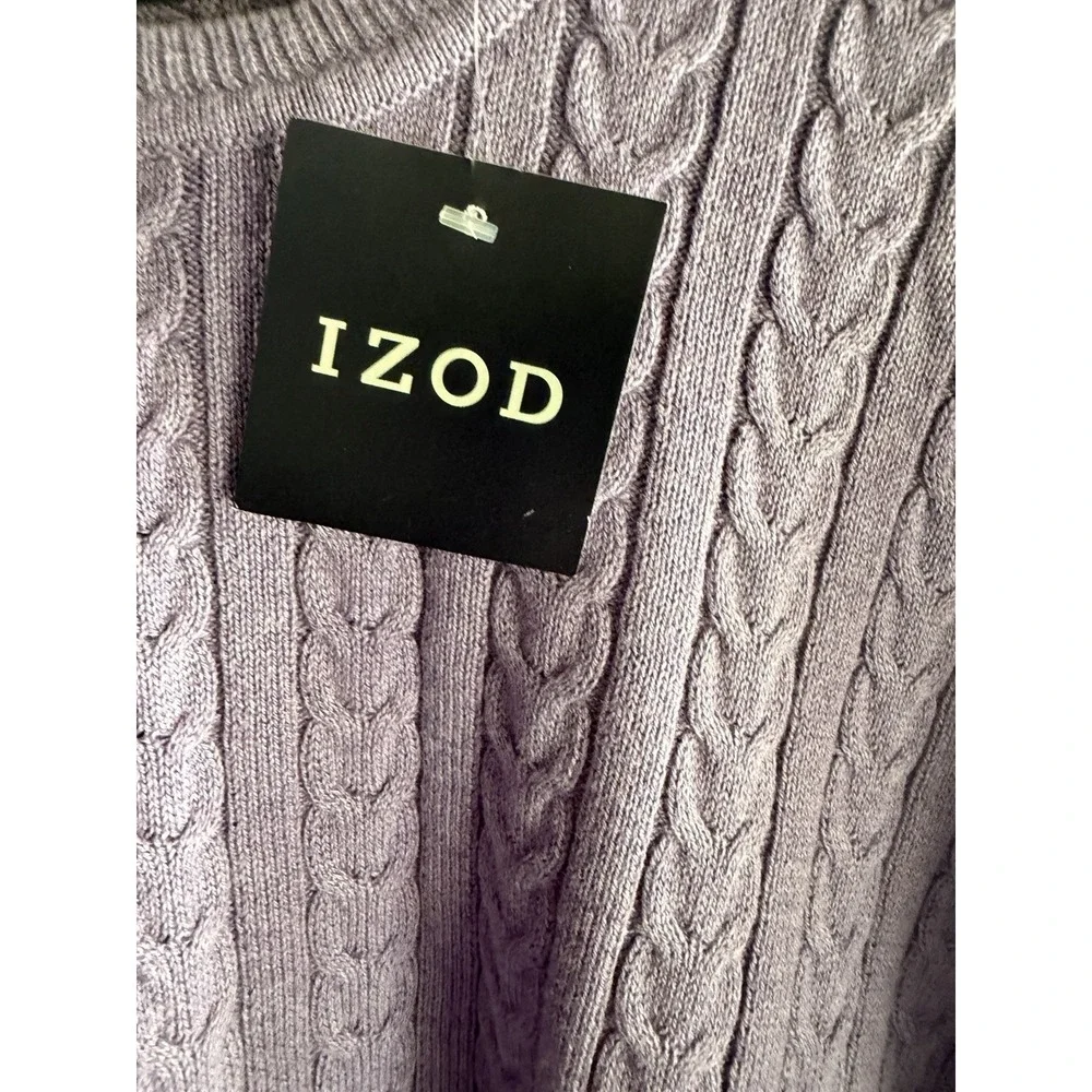 Izod Men Cable Knit Sweater Size‎ L Cotton Preppy Coastal Nantuckit Golf